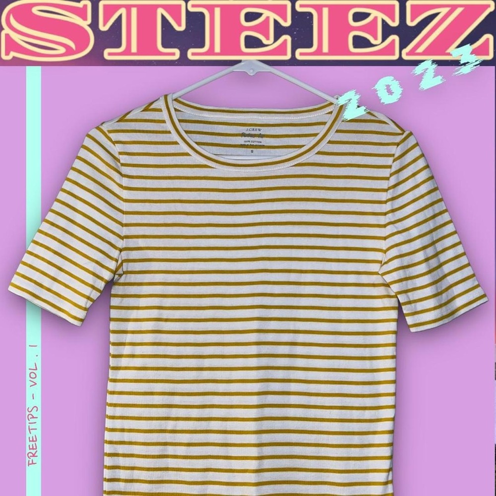 J. Crew Vintage Gold Striped Perfect Fit Tee